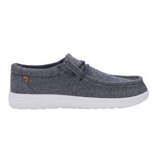 NEW LAMO men's paul canvas deck shoe in blue jersey